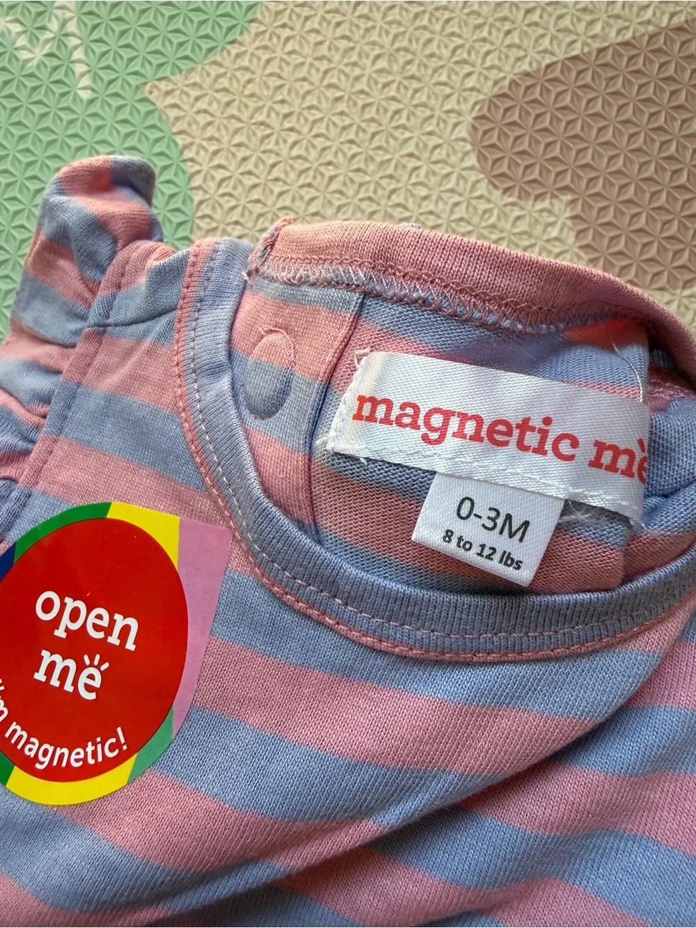 Magnetic Me Pink and Lavender Striped Baby Bodysuit